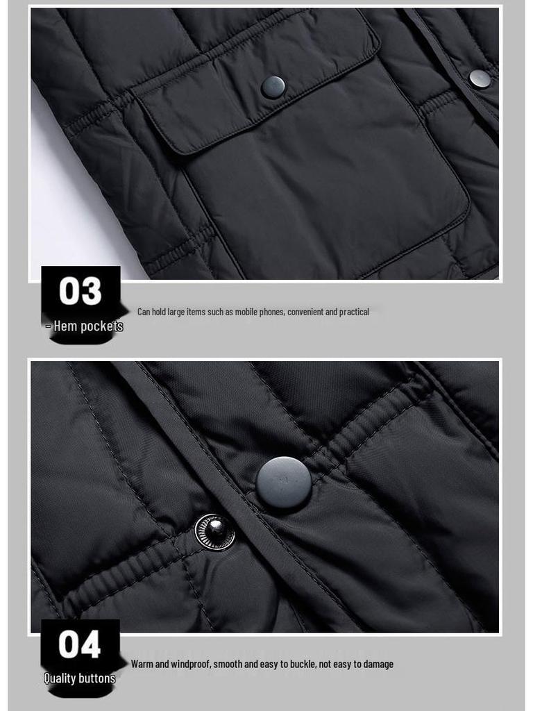 Men's Lightweight Winter Down Vest - Multi-Pocket, Thickened, Warm Workwear for Middle-Aged and Elderly.