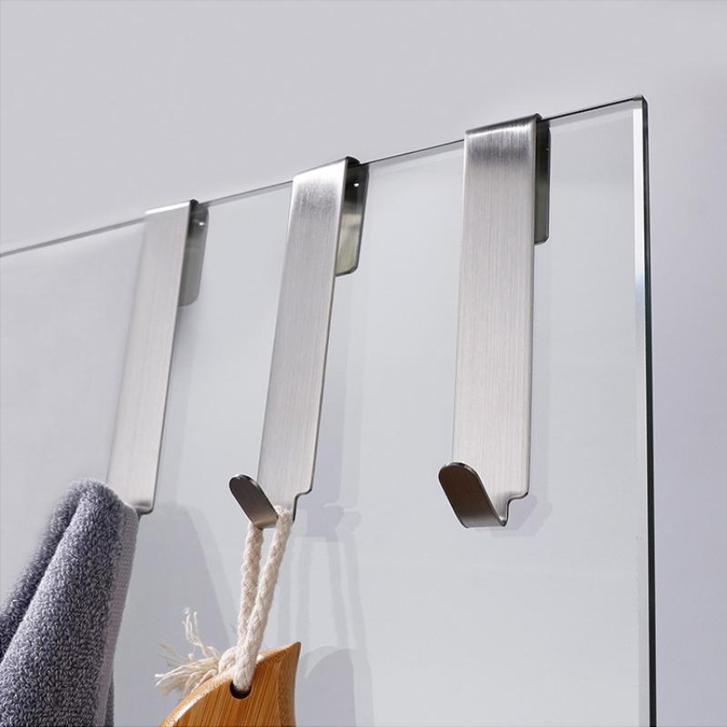 Stainless Steel Double Side Hooksbathroom Shower Door Hook Over Glass Door Shower Towel Rack For Glass Wall Or Glass Door