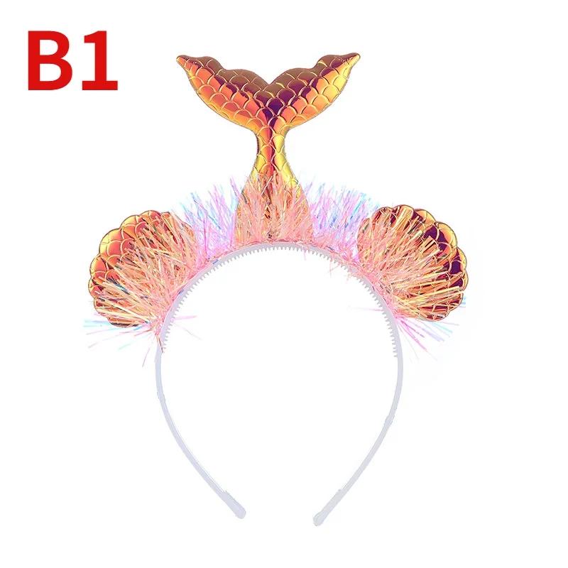 Little Mermaid Party Crown Headband Mermaid Tail Hat Photo Props for Girl Birthday Party Mermaid Hair Accessories