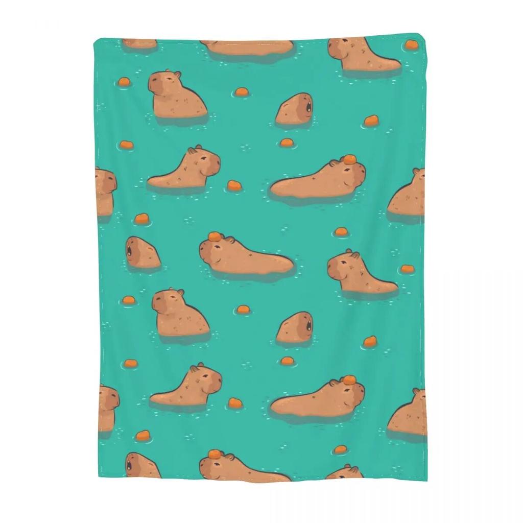 Funny Capybara Swimming Merchandise Blanket Flannel Bed Capybaras Throw Blanket Cozy Lightweight for Couch Bedding Throws