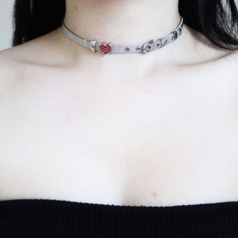 821WEBSERVICE I LOVE 2way Choker (silver)