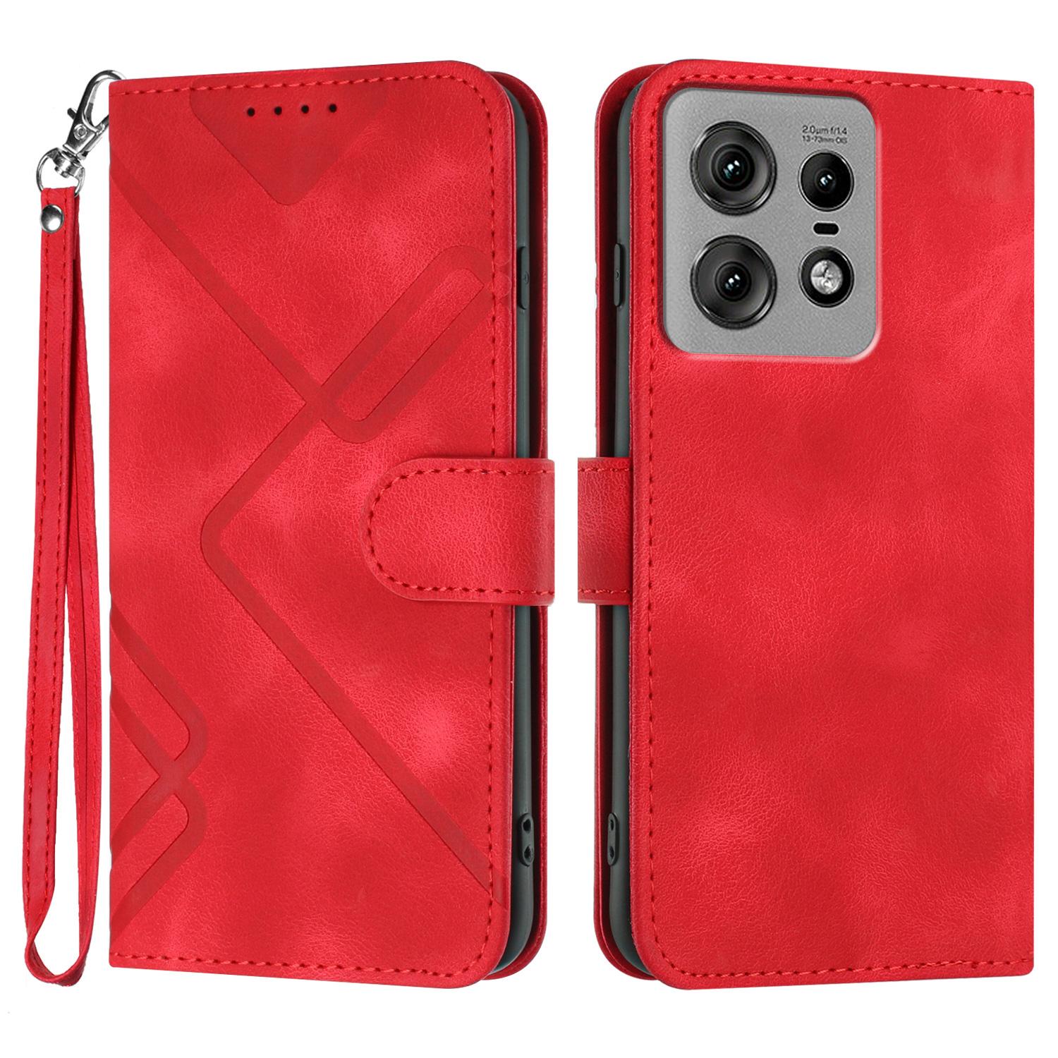 

YX0040 For Motorola Edge 50 Pro 5G Case Leather Phone Cover with Magnetic Clasp Red