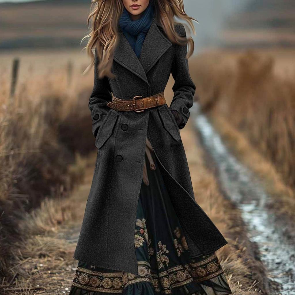 Women's Fashion Jacket Casual Solid-color Long-sleeved Cardigan Long Coat