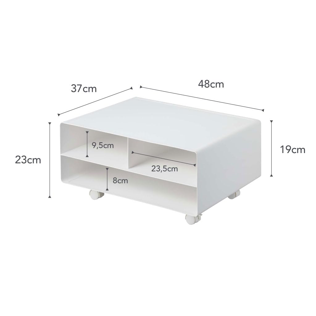 Yamazaki Printer Storage W48 x D37 x Tower 4348 Two-Way Rack, White, Approx. H19cm,