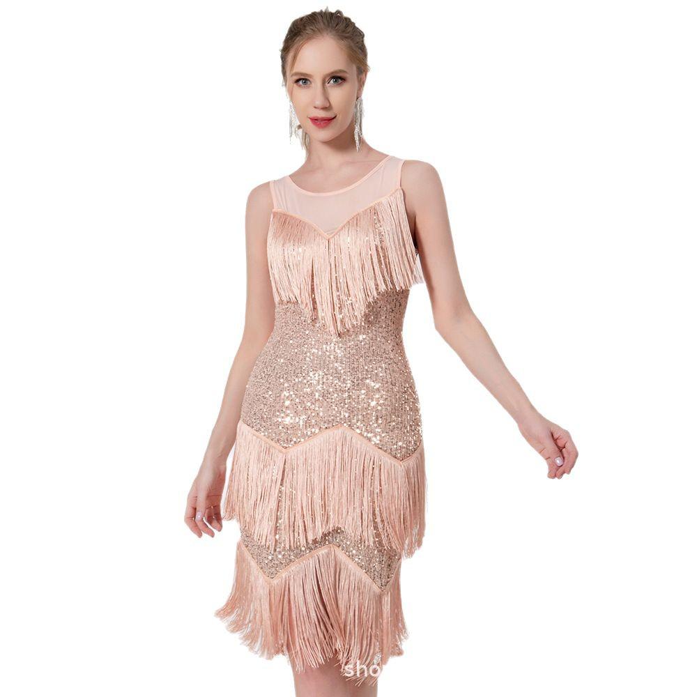 Sequined Tassel Latin Dance Dress - Women's Event & Stage Wear