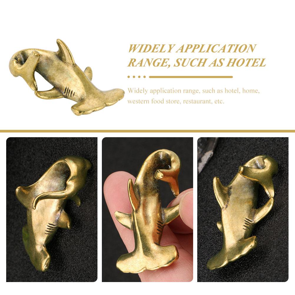 Messing Shark Ornament Figurine Tabletop Kupfer Handwerk Decor Mini Skulptur Statue Büro