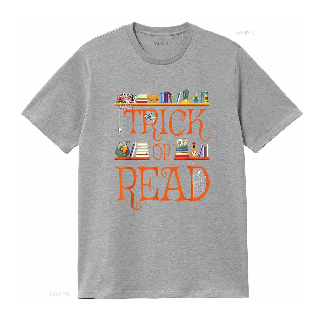 Halloween Book Lovers Librarian Trick or Read Library Event T Shirt vintage Washed Top For Everyday Wear Stretched graphic