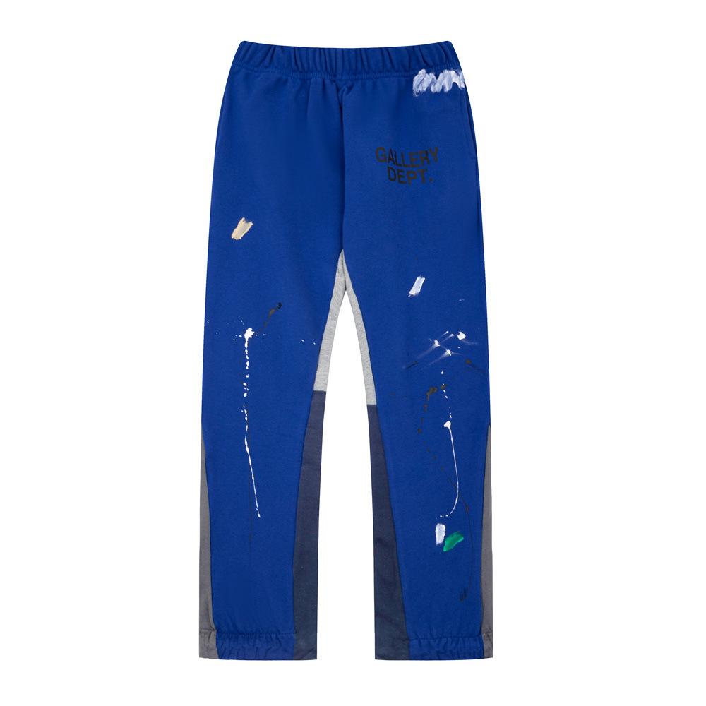 Gallery Dept Pantalon de survêtement décontracté style high street à cordon de serrage, splicing à éclaboussures d'encre peint à la main, légèrement tiré, pantalon de sport ample pour hommes et femmes