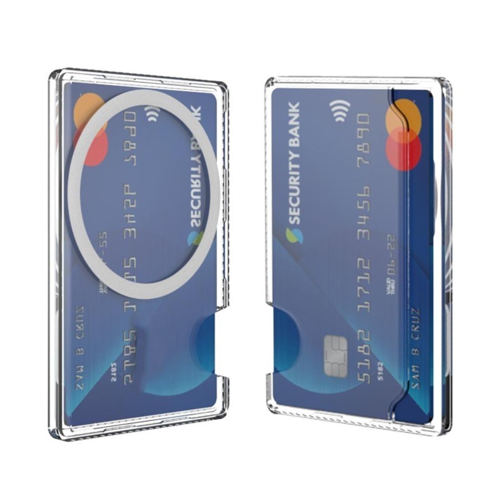 Magnetic Clear Wallet Plastic Strong Adsorption Card Holder Portable Card Slots Cover for iPhone 16 15 Pro Max 14 13 12 for Men