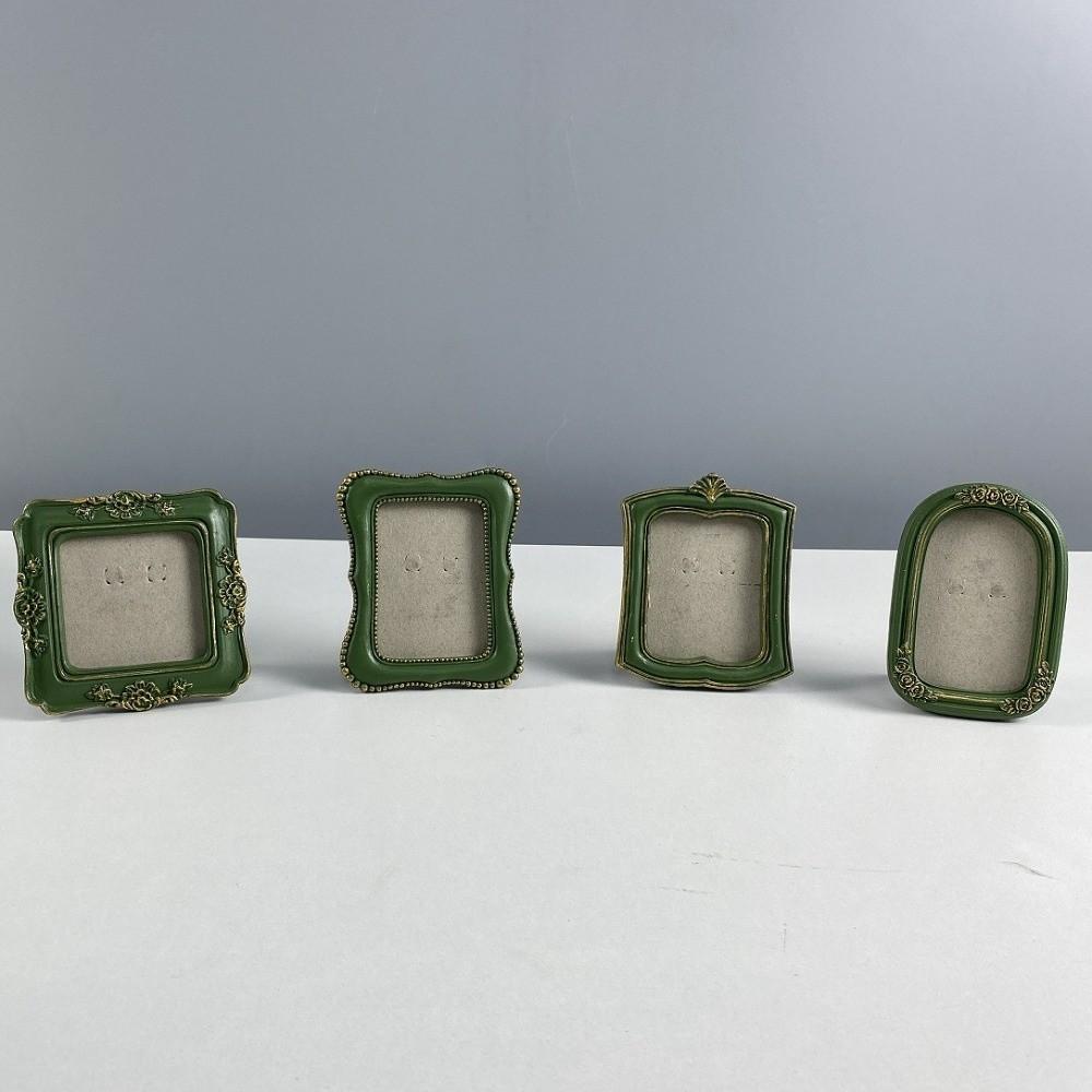 Green Picture Frame Ornaments Resin Photo Display Holders Baroco Style Photo Frame Living Room