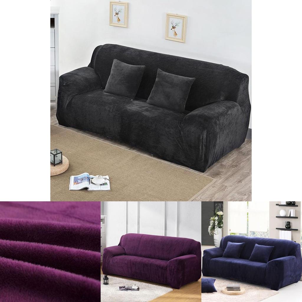 Premium Elastic Sofa Slipcover Stylish Protector With Plush Velvet For 1-4 Seat Sofas