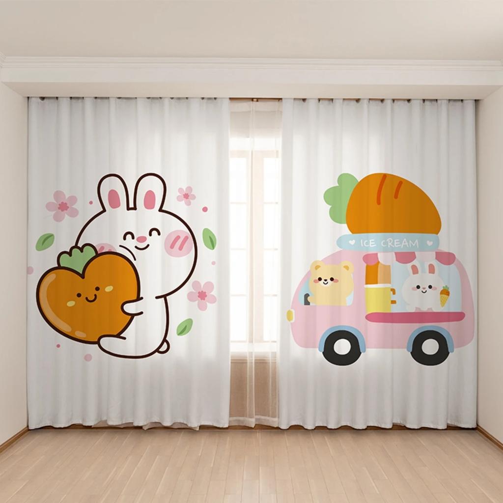 Cute Cartoon Rabbit Children Room High Shading Curtain Bedroom Kindergarten Training Class Early Education Center Blackout Drape
