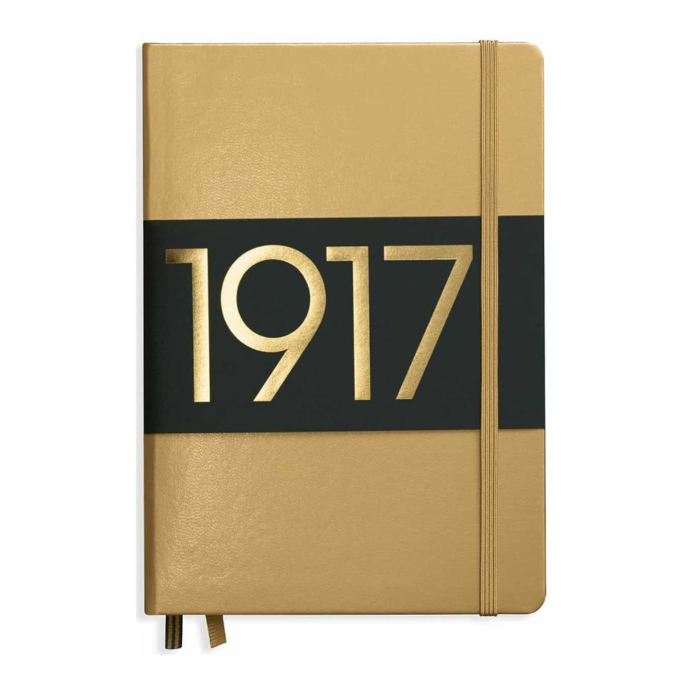 Leuchtturm A5 Notebook with Dotted Grid, Gold, 355676, Officially Imported