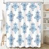 Blue Floral Shower Curtain Waterproof Bath Rug Decorative Home Decor Set Bathroom Shower Room Decorations for Kids Girls White B