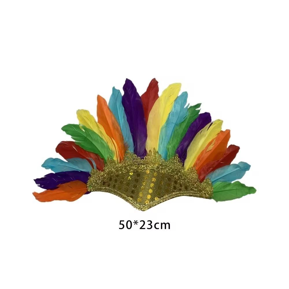 Carnival Crystal Crown Feather Headpieces Feather Headdress Mardi Gras Accessories 1920s Flapper Halloween Headband for Women