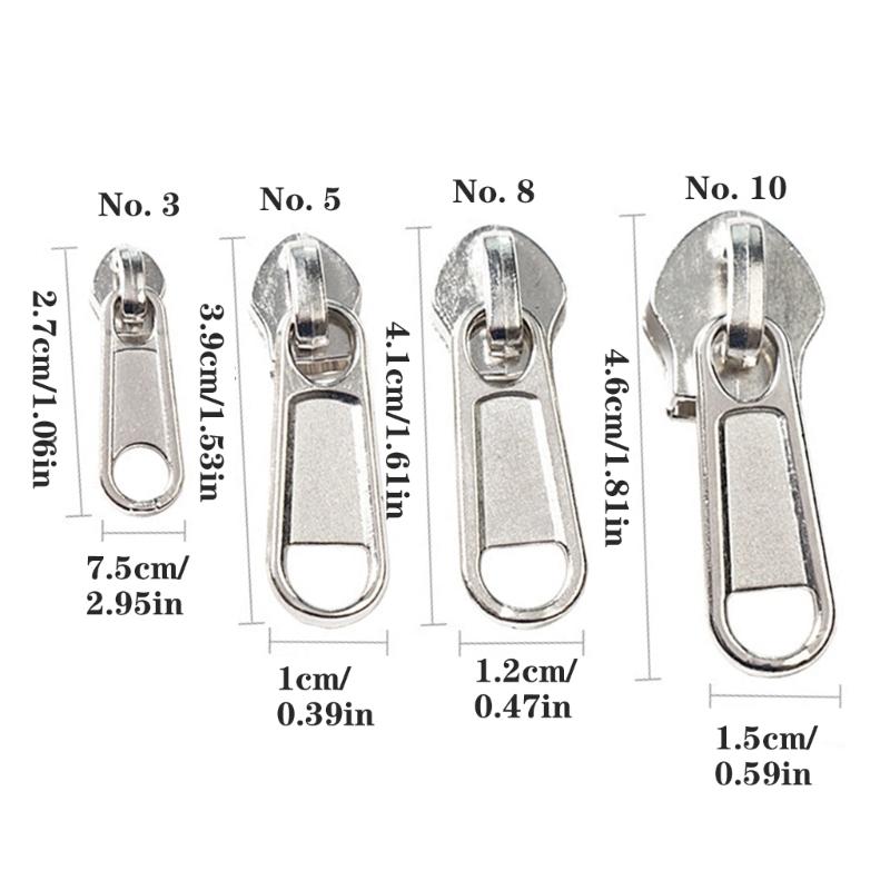 100Pcs Zippers Repair Set Alloy Zippers Slider Replacement Easy Installation Zippers Pull For Garments Bedding Suitcases