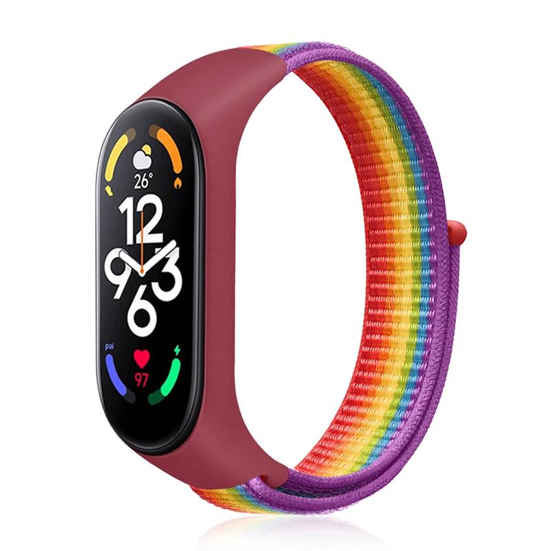 Nylon Loop Mi Band 6 7 Strap Replacement Soft Adjustable Wrist Watchband Pulsera Correa For Xiaomi Mi Band 3 4 5 6 7 Bracelet