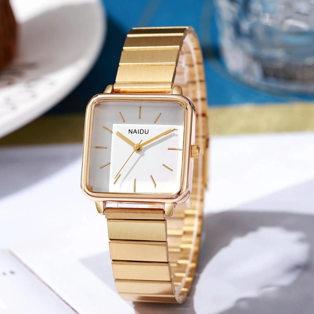 Elegant Simple Women's Watch Stainless Steel Strap Quartz Watches Square Dial Casual Fashion Wristwatch Suitable for Daily Wear