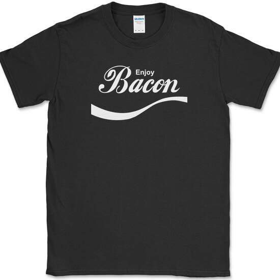 ENJOY BACON T-Shirt Funny Pork BBQ Grilling Meat Humor Text Tee L
