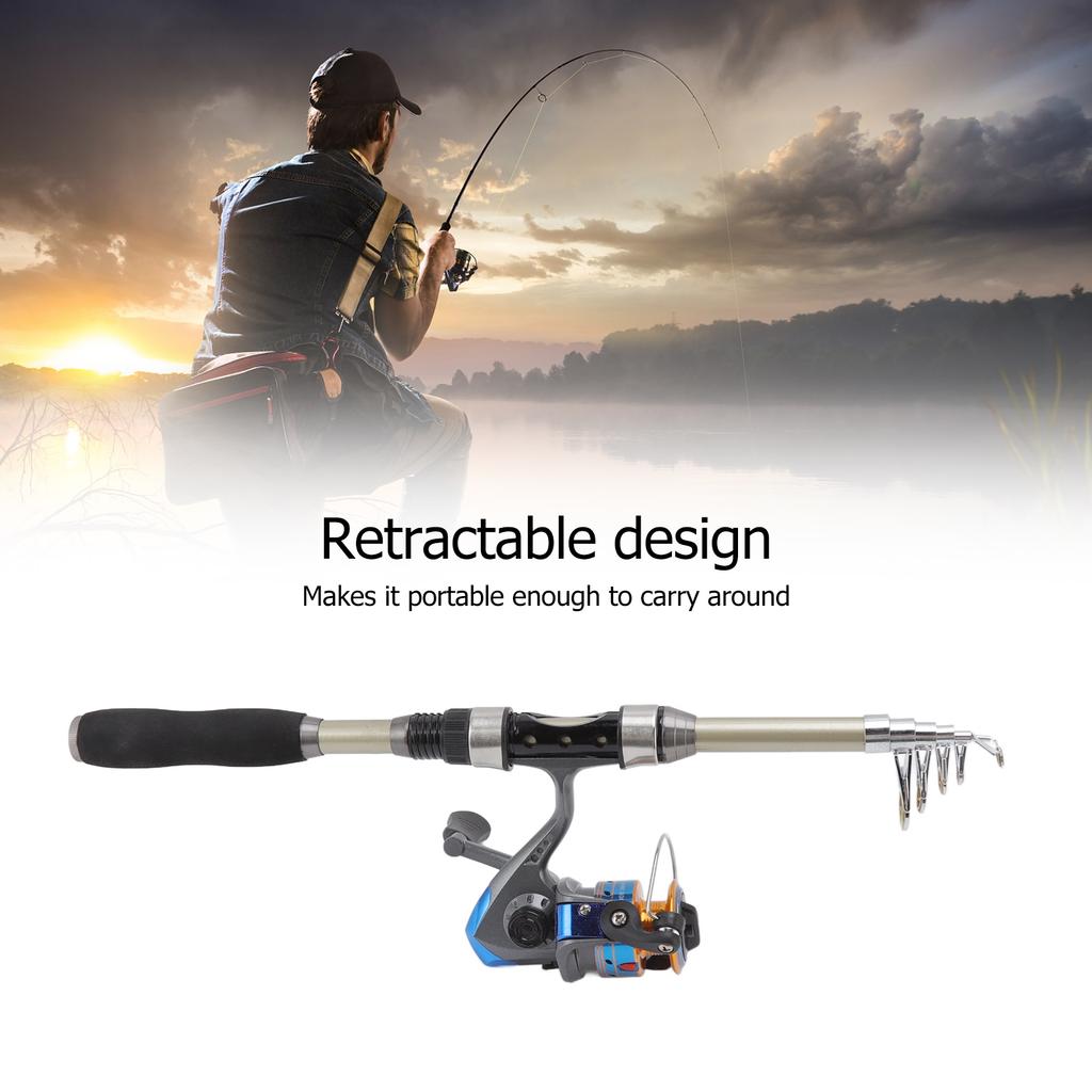 Fishing Pole Kit Carbon Telescopic Portable Durable Lure Rod Set with Fishing Reels Fish Bait for Beginner Professional