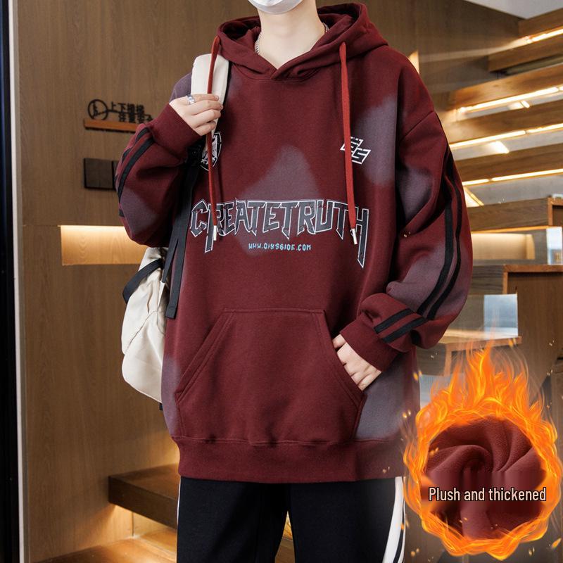 Autumn/Winter Teen Hoodie for Boys, Ages 12-16, Plus Velvet, Thick and Warm