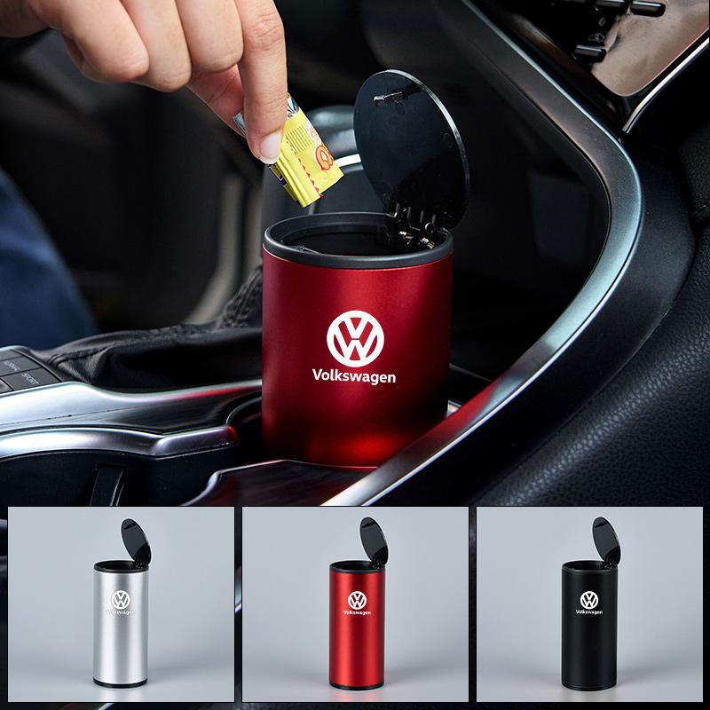 2026 Hot For VW VOLKSWAGEN Car Ashtray with Lid Smell Proof Stainless Steel Led Portable Ashtray Cup For Volkswagen VW CC Beetle