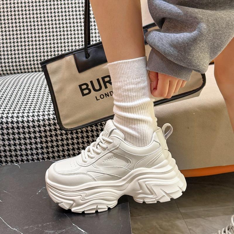White platform dad shoes, new autumn women's shoes, small height increase cm, casual sports little white shoes