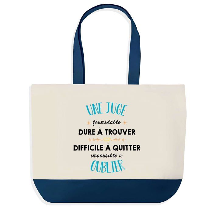 Tote bag - PLANETEE - Sac shopping fond bleu Une Juge Formidable - Bleu - Coton 40x45 cm - Fabriqué en France