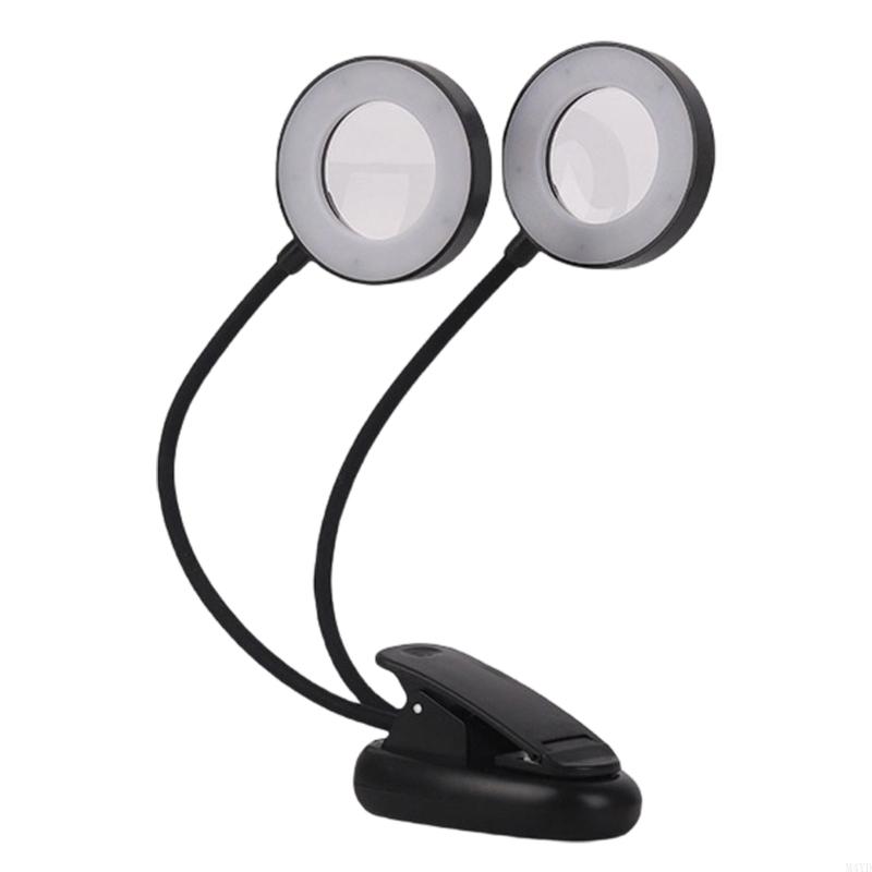 3 Color Dimmable LED Reading Light With Magnifier Flexible Gooseneck Reading Table Light For Study Office Desk M4YD