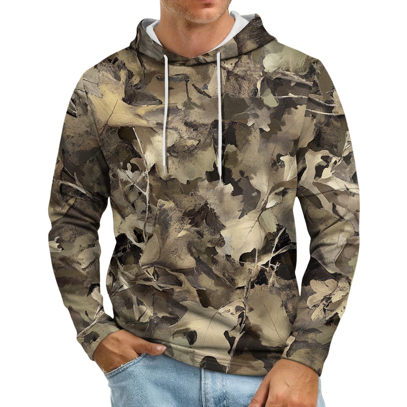 

Men s Loose-fitting Casual Camouflage Print Hooded Sweatshirt M