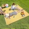 Foldable Picnic Mat Waterproof Sand Blanket Extra Large Picnic Healthy Odor-Free Fabric Green Yellow Red Stripe Blanket for Beach Camping