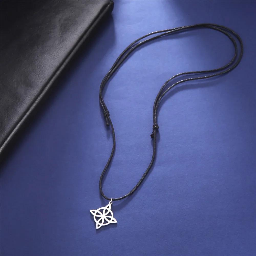 Skyrim Witch Knot Double Sided Knot Pendant Stainless Steel Geometric Necklace Women's Fashion Retro Talisman Jewelry 2026 New