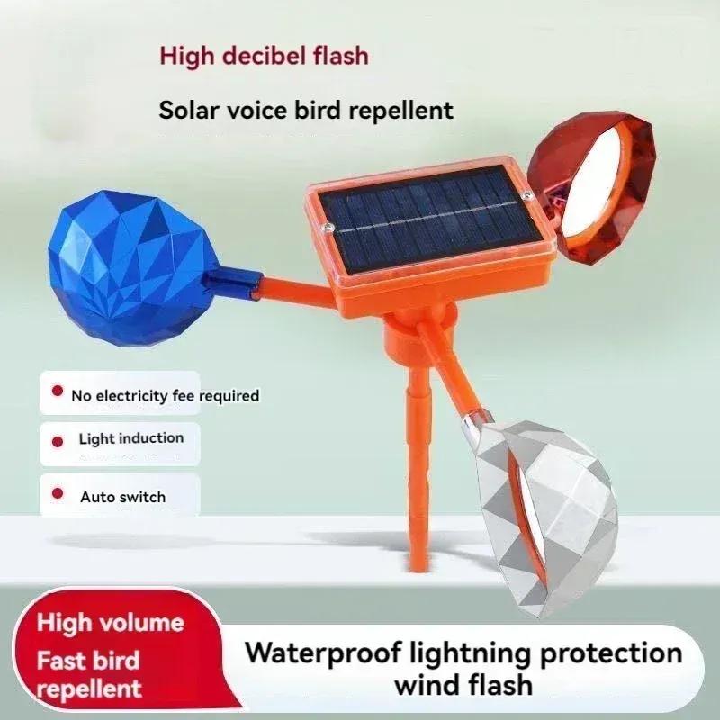 Solar Vogelabwehr Wasserdicht Solarenergie Vogelabwehrgerät 360° Drehender Reflektor Landwirtschaftliche Nutzfläche Obstplantage Vogelabwehrgerät