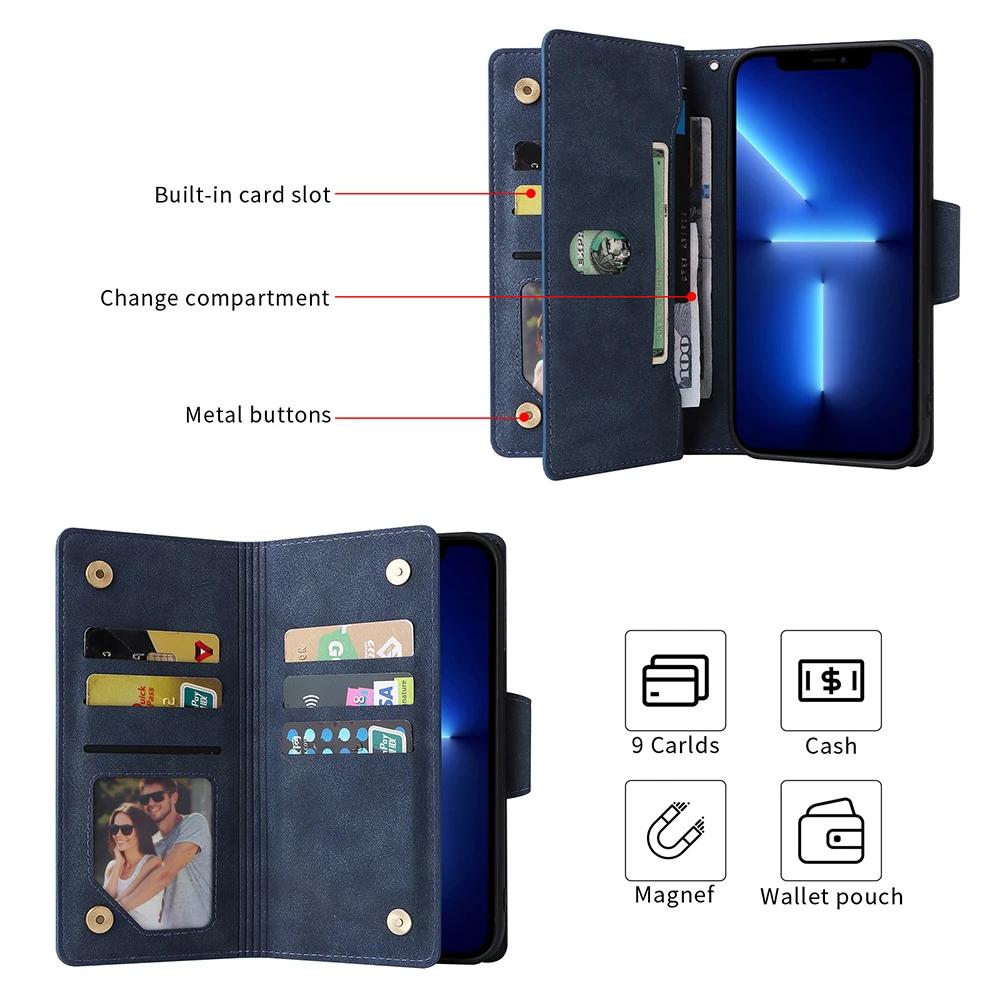 For Oneplus Nord 2 5G N10 N100 N20 N200 N300 Wallet Zipper Multi-card Leather Case 1+ 10 Pro 5G 9 Pro 8 7 7T Pro Phone Cover