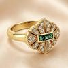Accessoires, Mode Spitze Nische Damenring, Grüner Diamant Hohl Hof Mittelalter Schmuck