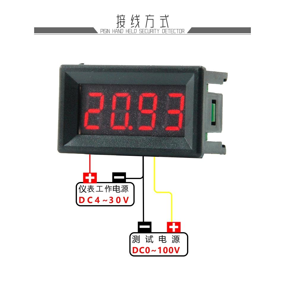 0.36 Inch LCD Digital Voltmeter 0-100V Voltage Meter Auto Car Mobile Power Voltage Tester Detector 3-Wire 4-Digit Red Green Blue