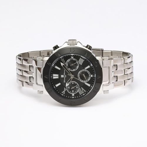 Salvatore Marra Edelstahl Multi-Kalender Uhr SM22108-SSBK Herren Silber