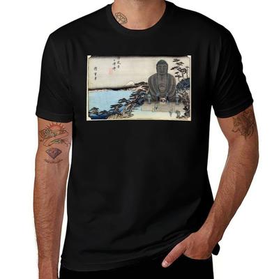 Ukiyo-e, Ando Hiroshige, KAMAKURA DAIBUTSU T-Shirt Herren Grafik-T-Shirts Herren T-Shirt Designer T-Shirt
