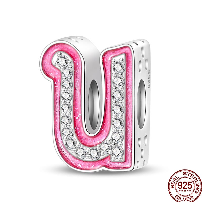 

Copper Pink 26 Letters Valentine S Day Gift Beads Suitable For Pan Original Bracelet Diy Birthday