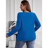 Autumn Winter Solid Color Plus Size Top Cross V-neck Long Sleeved Groove Brushed Pullover T-shirt