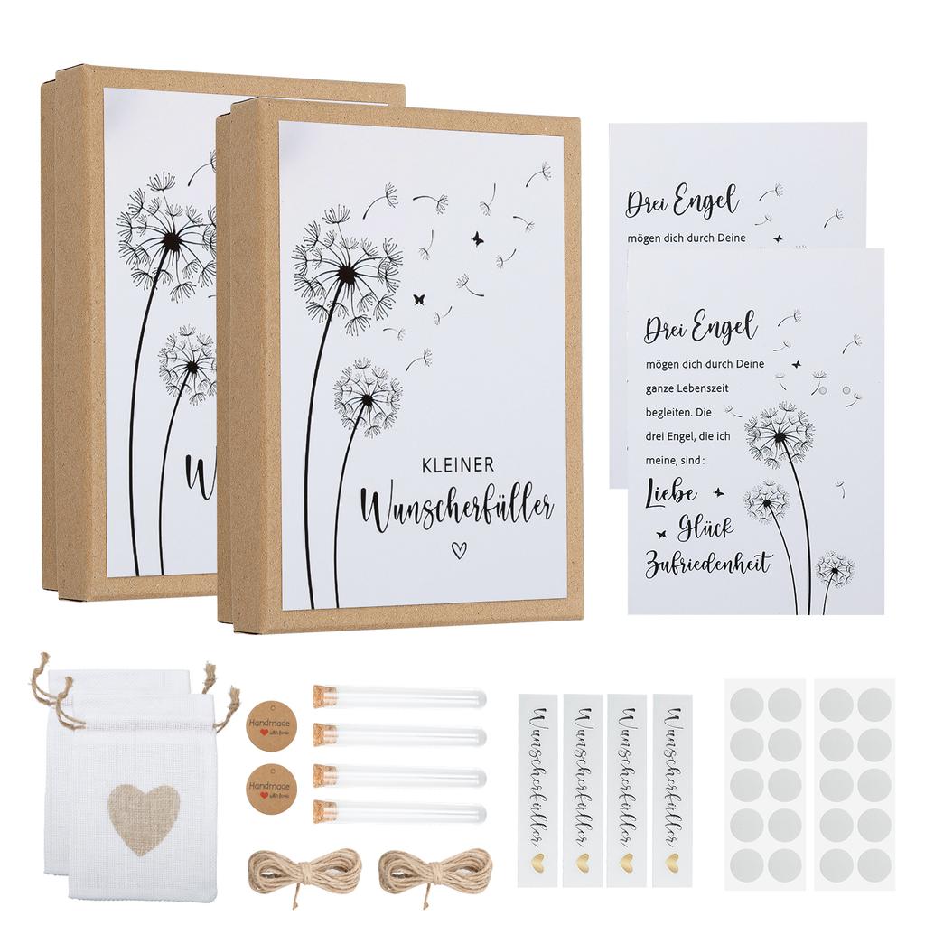 2Set Wish Fulfiller Present Box Set Creative Wish Filler Money Present Box Kit with Sticker Pendant and Test Tube for Birthday