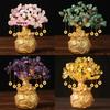 M-New 1PC Lucky Tree Wealth Yellow Crystal Tree Natural Money Tree Ornaments Bonsai Style Wealth Luck Feng Shui Ornaments Craft