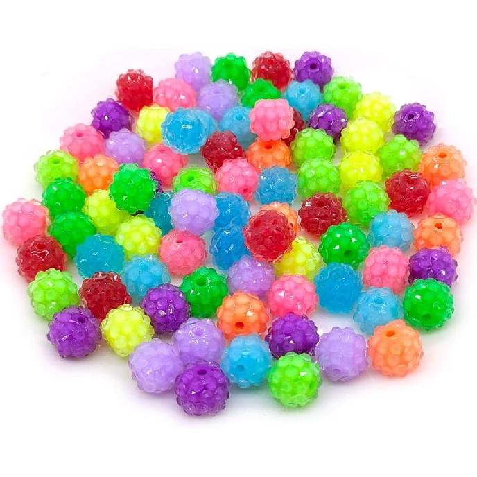 20mm, 16mm, 14mm, 12mm, 10mm Colorful Rhinestone Beads Round Spacer Beads for Jewelry Bracelet Necklace Pen Bag Chain Making Crafts Supplies (16mm