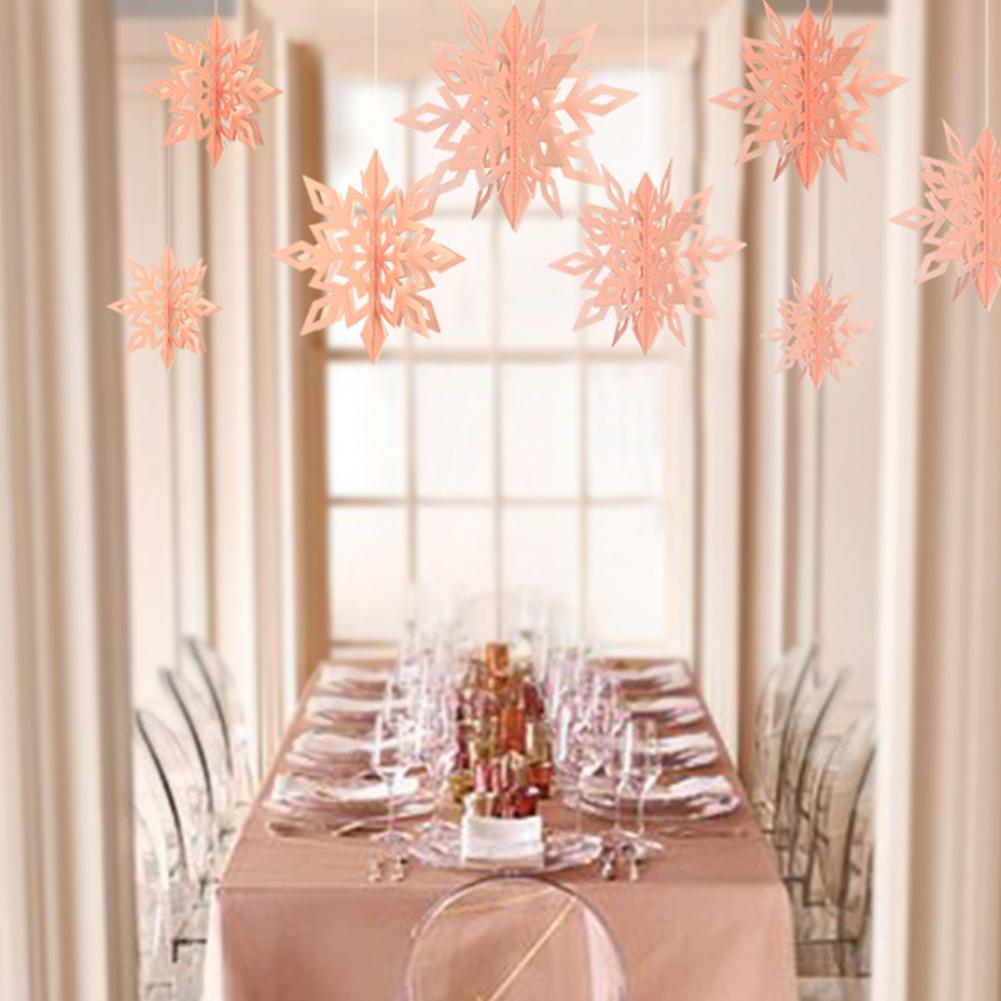 Pearl Paper Snowflake Ornaments for Christmas and New Year Decoration Pack of 6