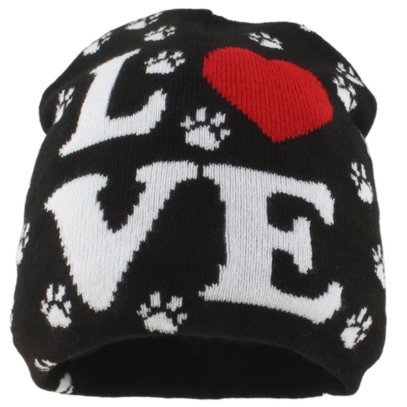 2000s Knit Brimless With Letter Heart Jacquard Design Soft Acrylic Winter Pullover Hat For Unisex Adults Teens Daily Wear