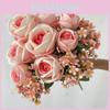 Elegant Silk Rose Bouquet With Realistic Design For Wedding Decor And Photography Props