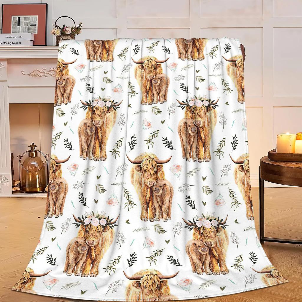 Highland Cow Blanket Soft Flannel Blanket Animal Print Sofa Blanket Print Blanket
