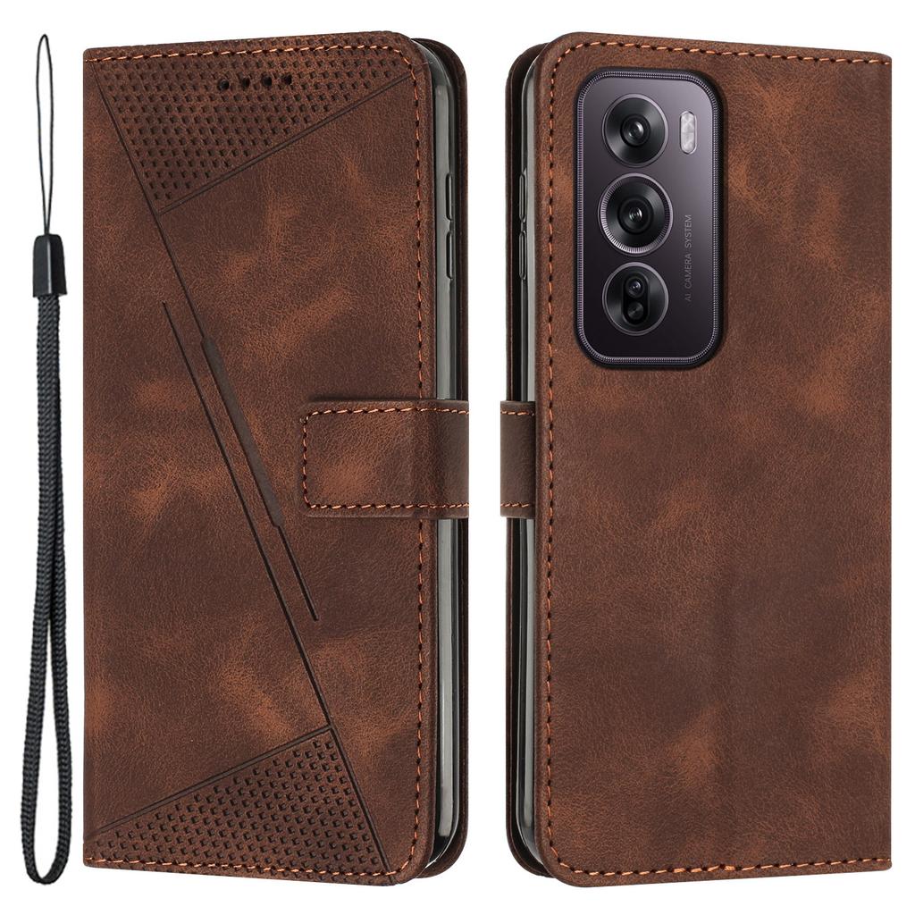 For Oppo Reno12 Pro 5G (Global) Case Triangle Leather Phone Cover Wallet with Credit Card Holder