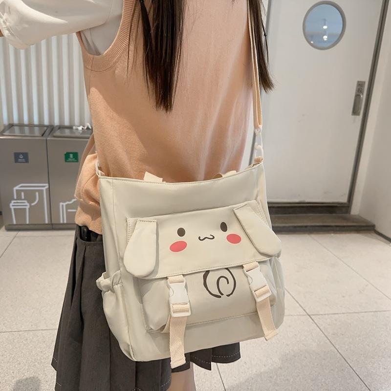 Cute ins student messenger bag soft girl new class shoulder bag college style retro mailman portable canvas bag