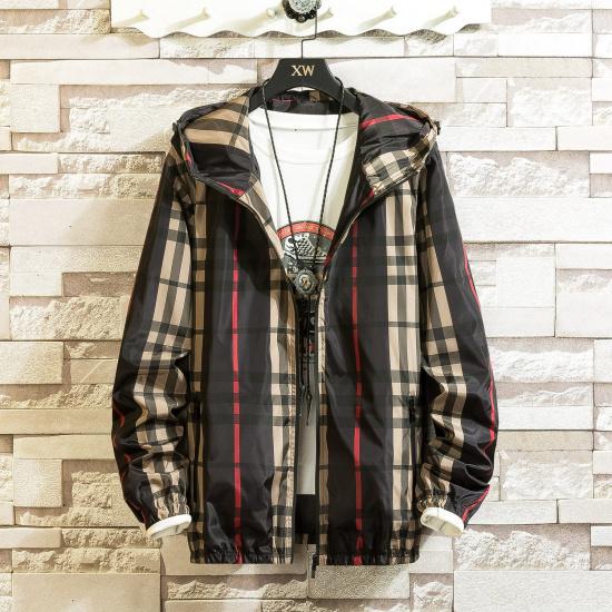 

New Plaid High-End Double-Sided Hooded Jacket for Men, Spring and Autumn Casual Jacket M чёрный